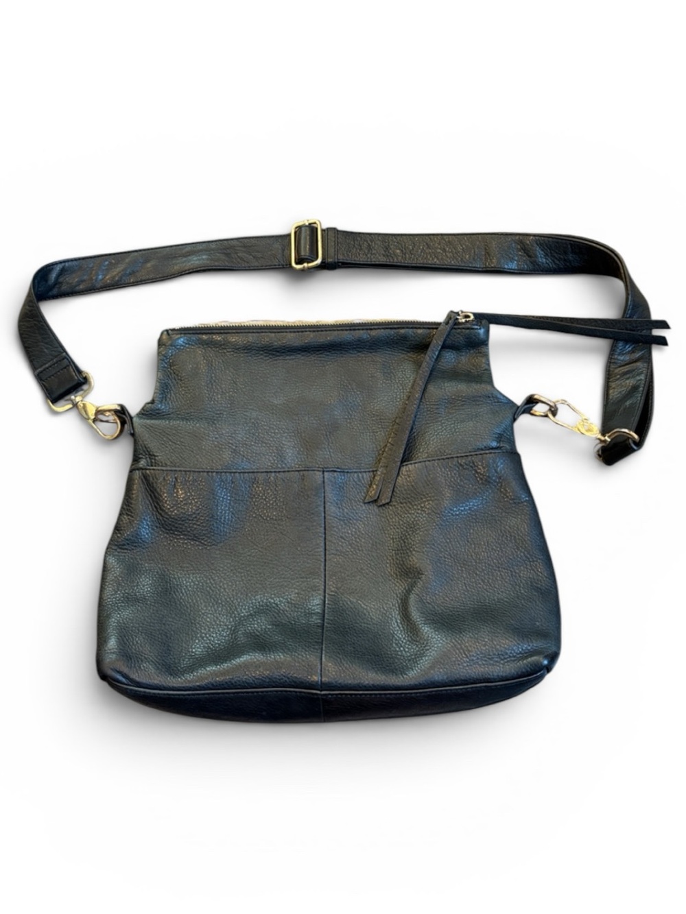 Margot Pebbled Leather Crossbody Handbag Black Adjustable Strap